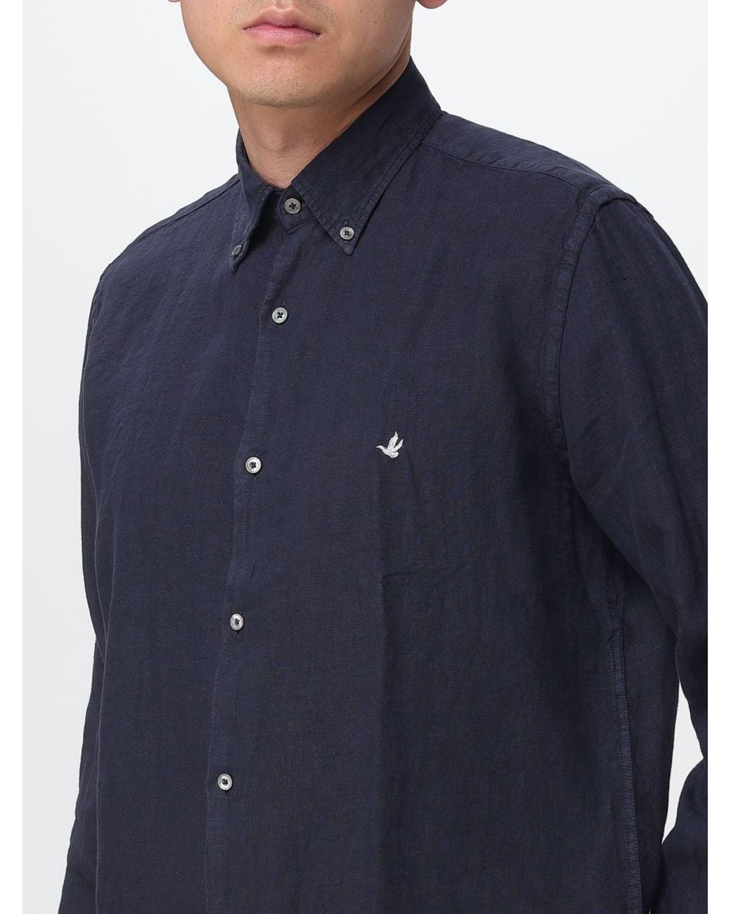 Brooksfield Blue Casual Linen Shirt for men