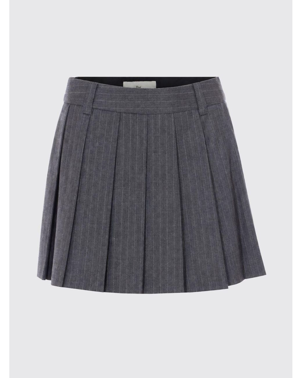 DUNST Gray Pinstriped Crêpe Pleated Mini Skirt With Side Zip Closure