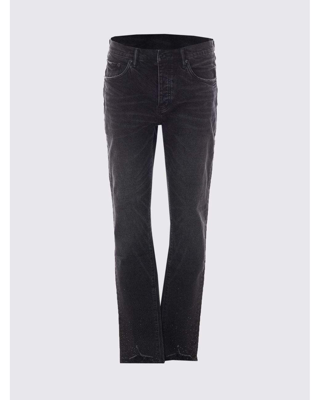 Purple Black Straight-Fit Stretch-Denim Jeans With Rhinestone Application for men