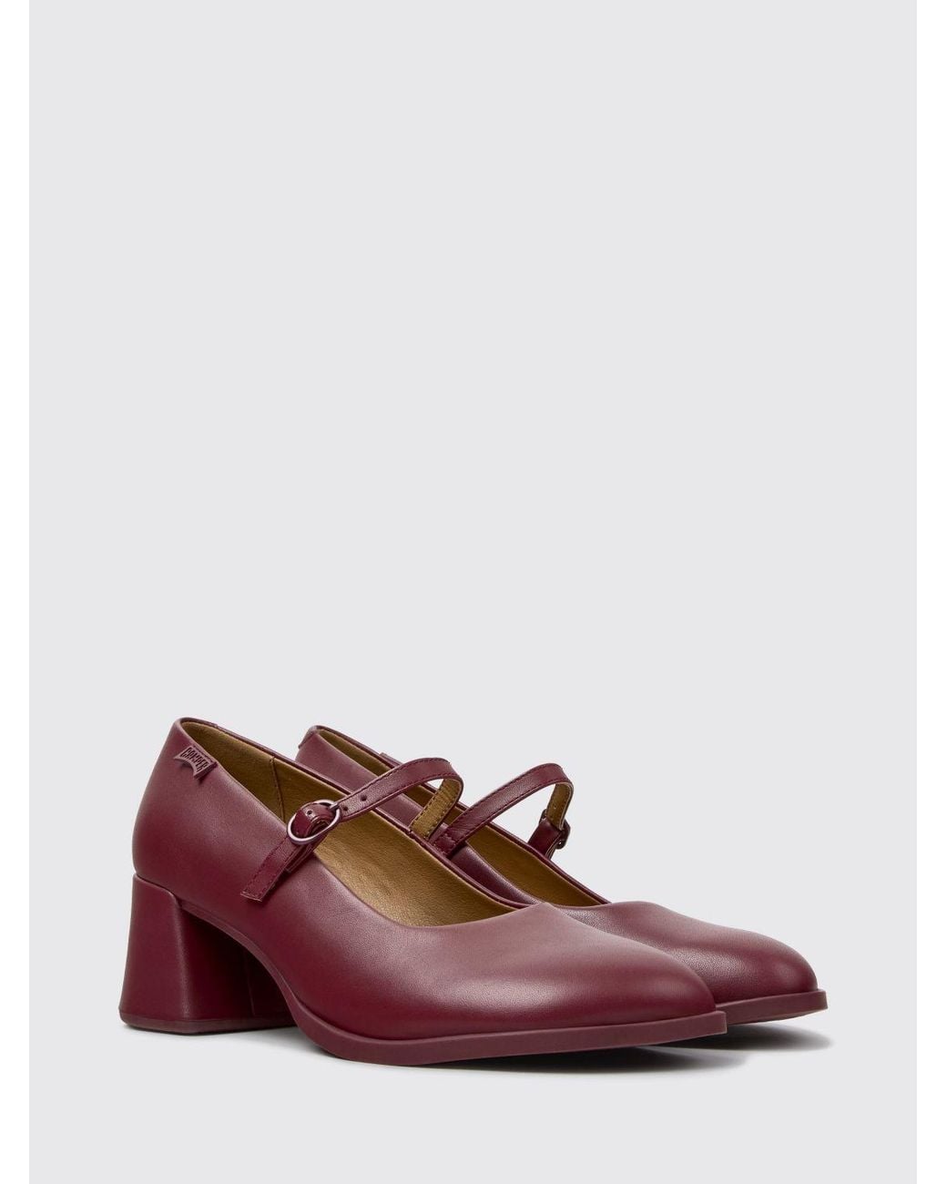 Camper Kora Smooth Leather Mary Jane Pumps With Flared Mid-Heel
