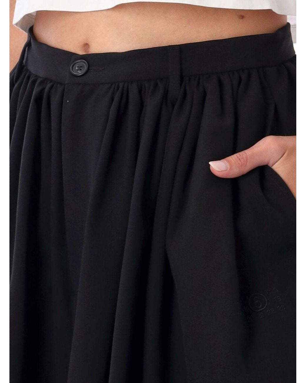 MM6 by Maison Margiela Black High-Waisted Wide Leg Bermuda Shorts