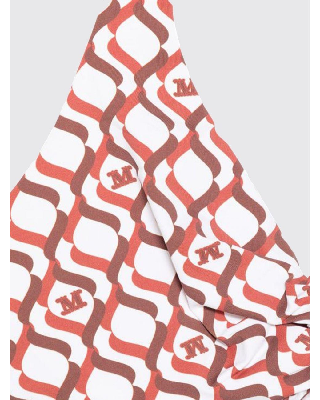 Max Mara Red Monogram Print Halterneck Bikini Top