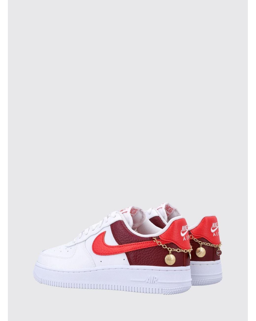 Nike White Air Force 1 '07 Grained Leather Sneakers With Charm And Embroidered Logo