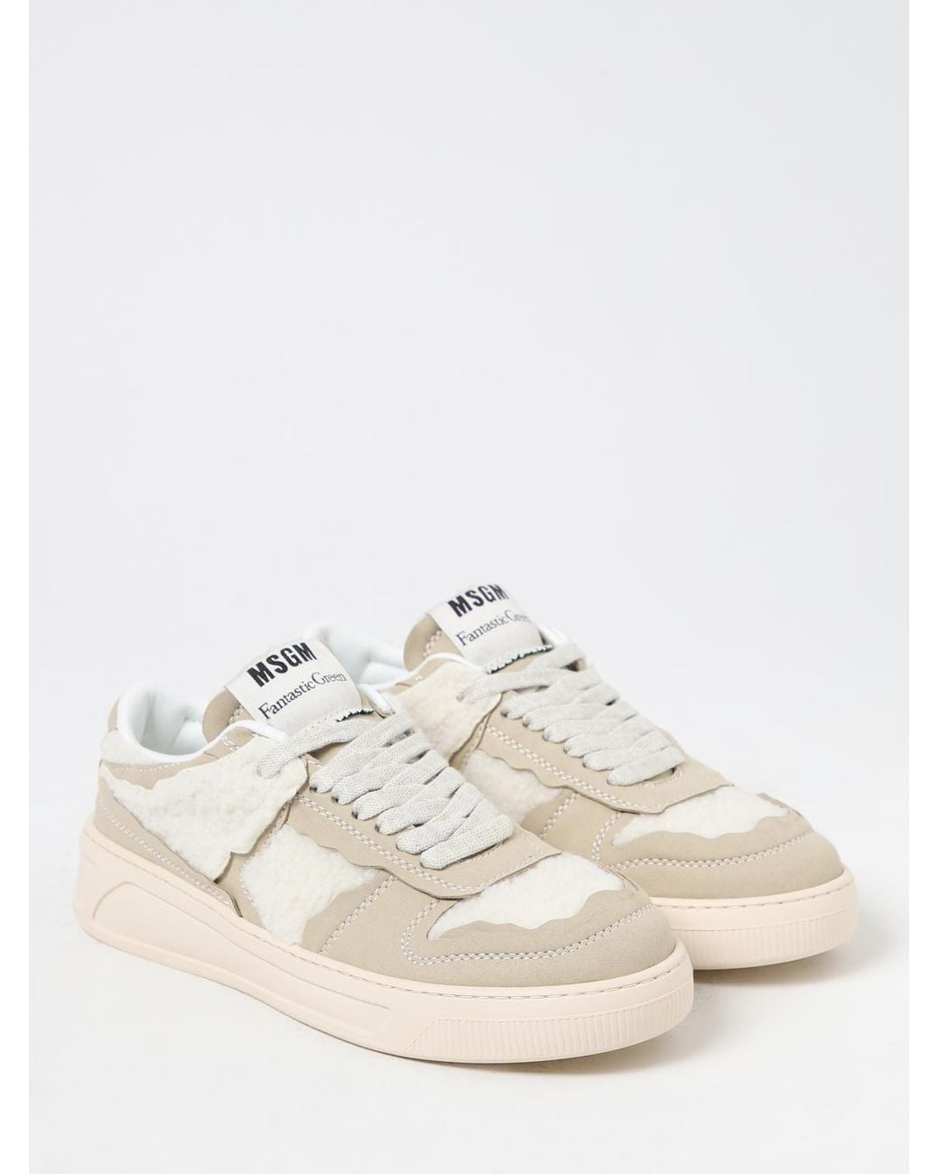 MSGM Natural Acbc X Sneakers In Leather And Repet