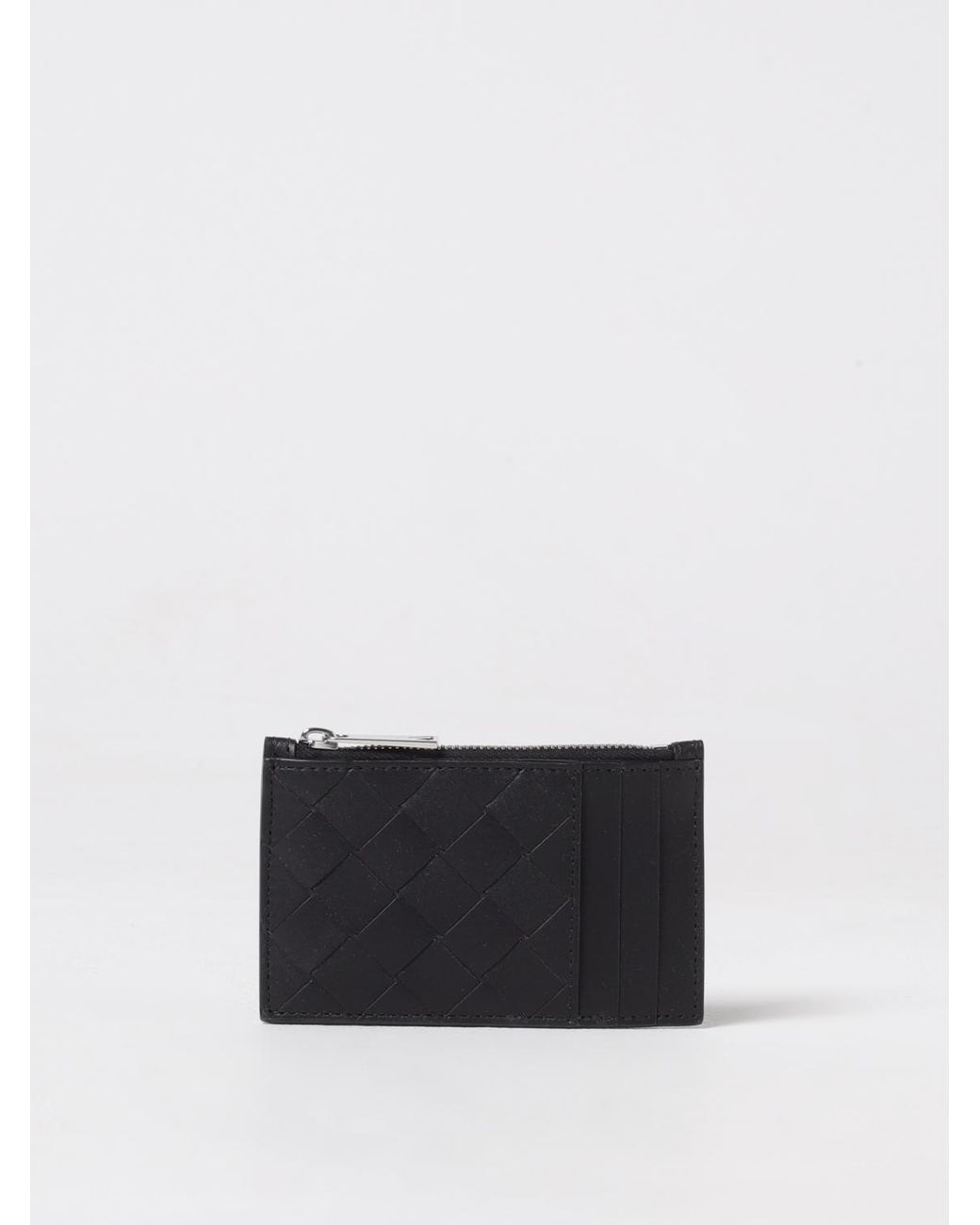 Bottega Veneta White Intrecciato Zip Card Holder for men