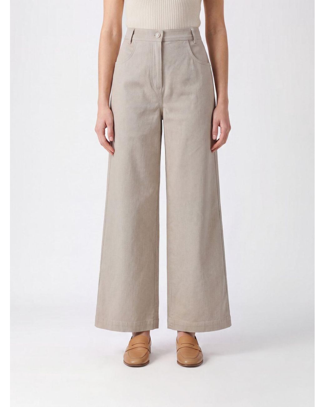 Max Mara Pink High-Waisted Wide Leg Jeans