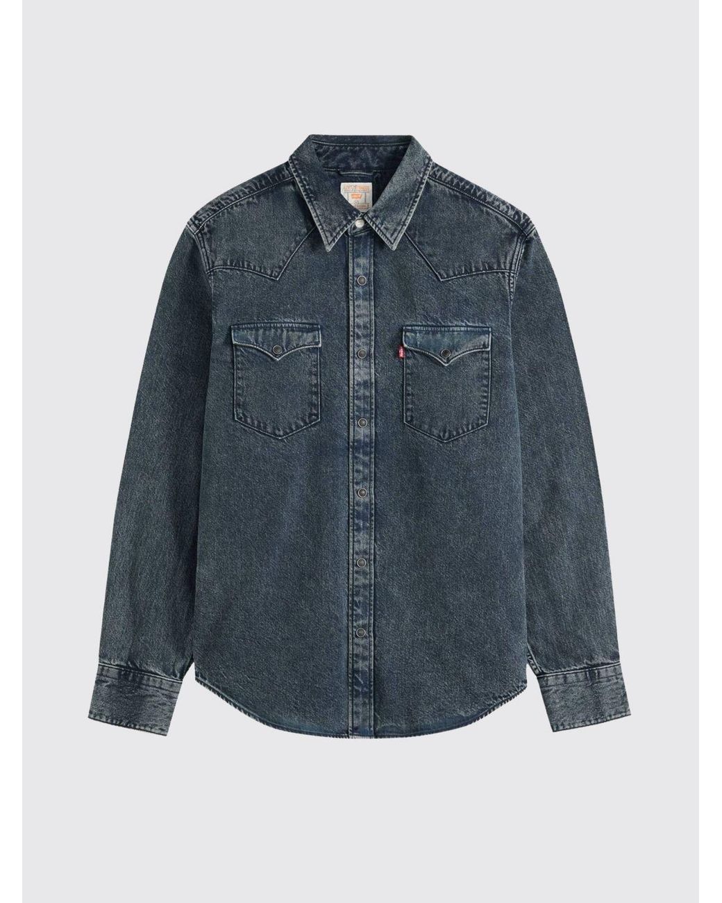 Levi's Blue Barstow Long-Sleeved Cotton Denim Shirt for men