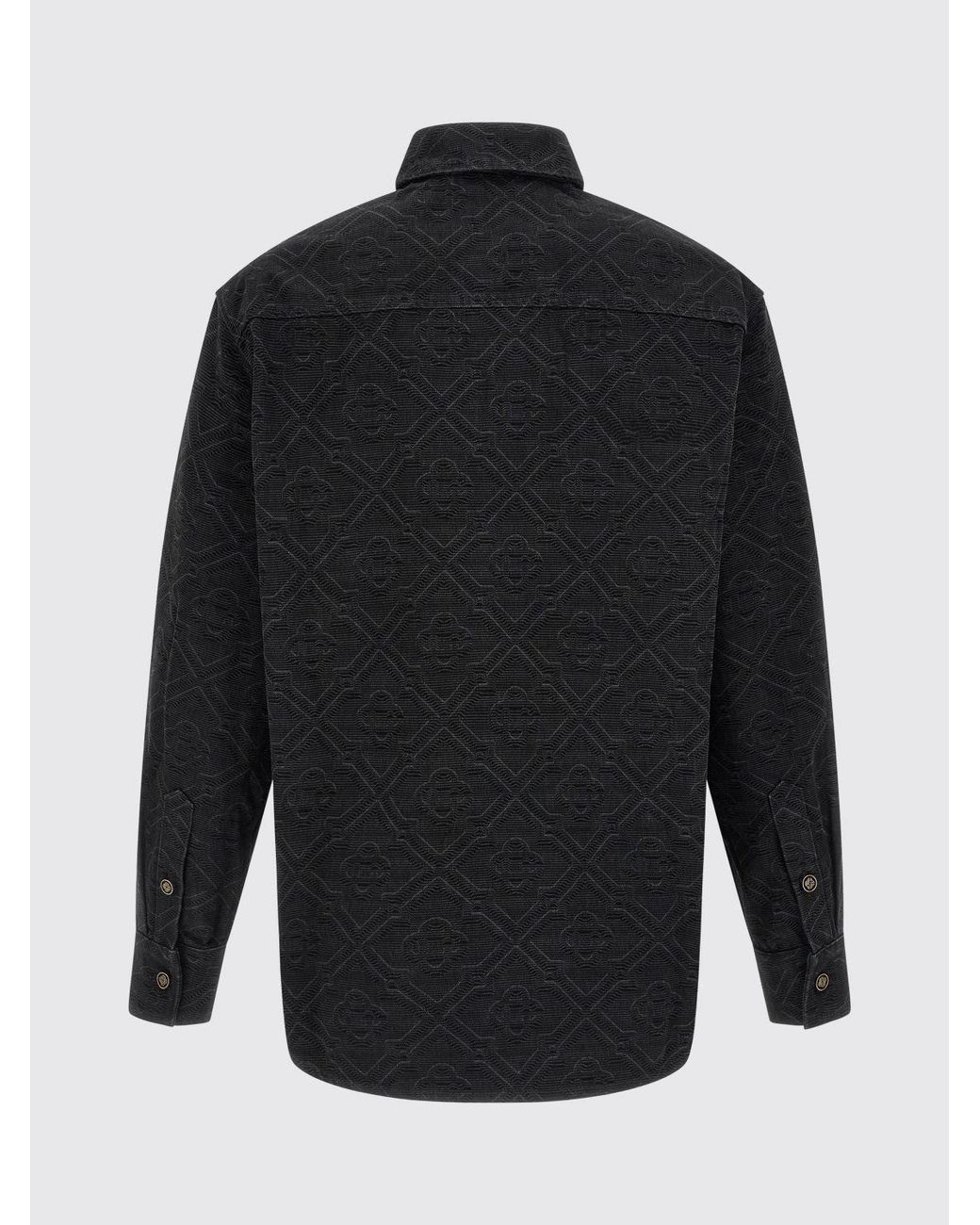 Casablanca Black Monogram Cotton Denim Shirt for men