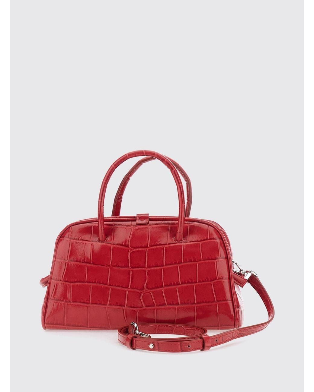 Jacquemus Red Le Turismo Crocodile-Effect Calfskin Handbag