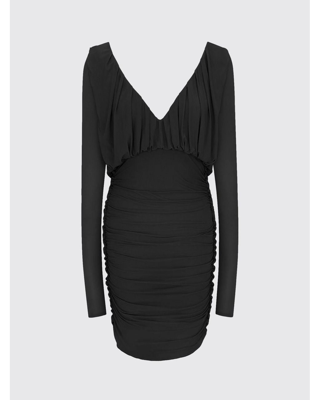 Saint Laurent Black Cupro Mini Sheath Dress With Draped Waist