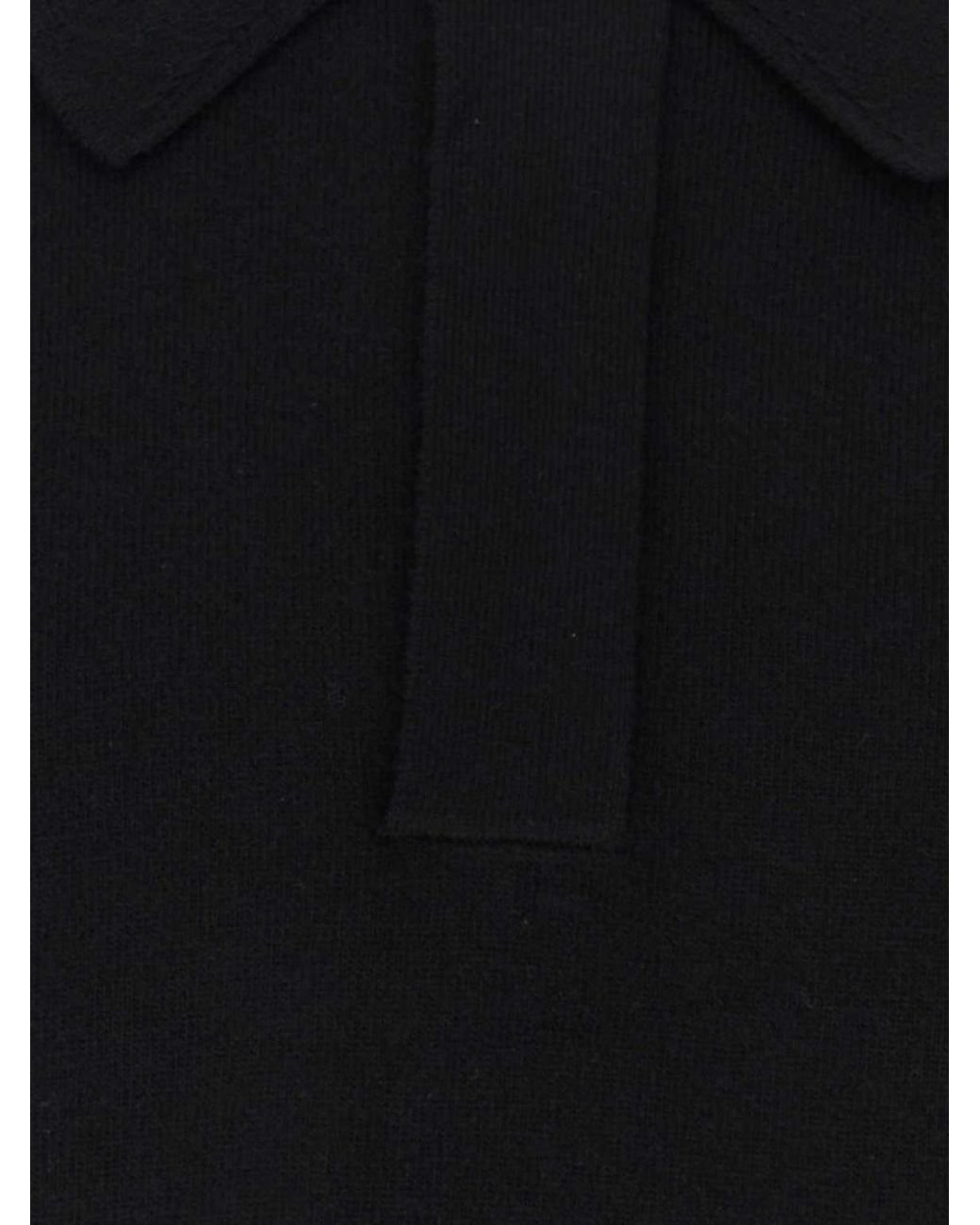 Jil Sander Black Long-Sleeved Knit Wool Polo With Concealed Placket for men