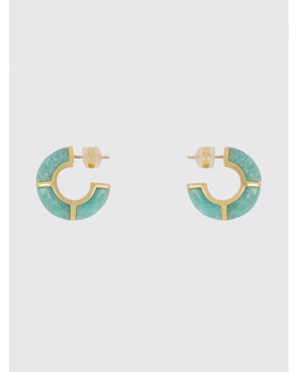 Lizzie Fortunato Blue Zellige Brass Hoop Earrings With Crystals