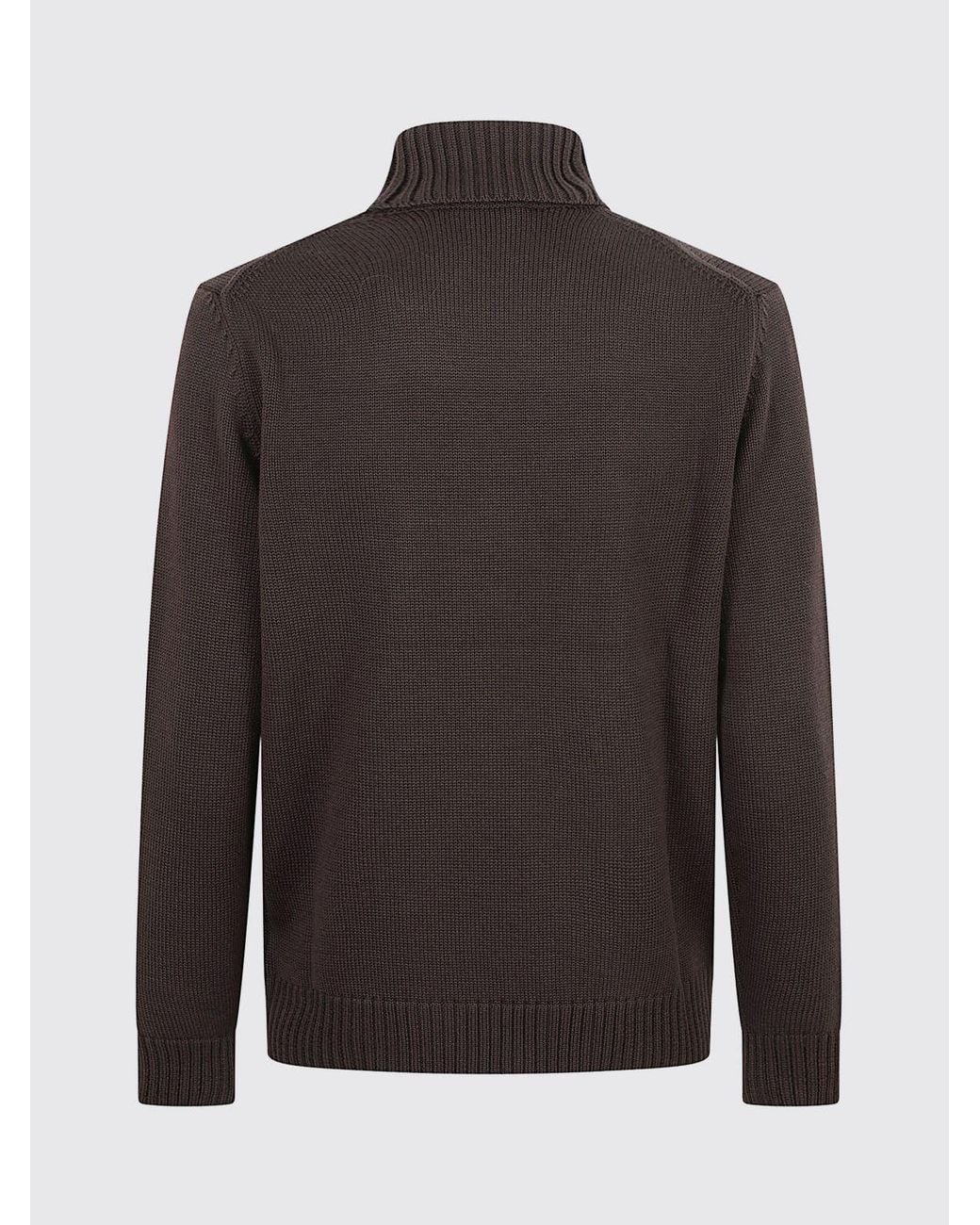 Zanone Black Fine-Knit Virgin Wool Turtleneck Jumper With Long Sleeves for men