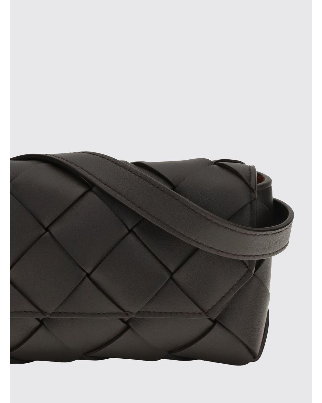 Bottega Veneta Black Diago Intrecciato Woven Calfskin Leather Crossbody Bag for men