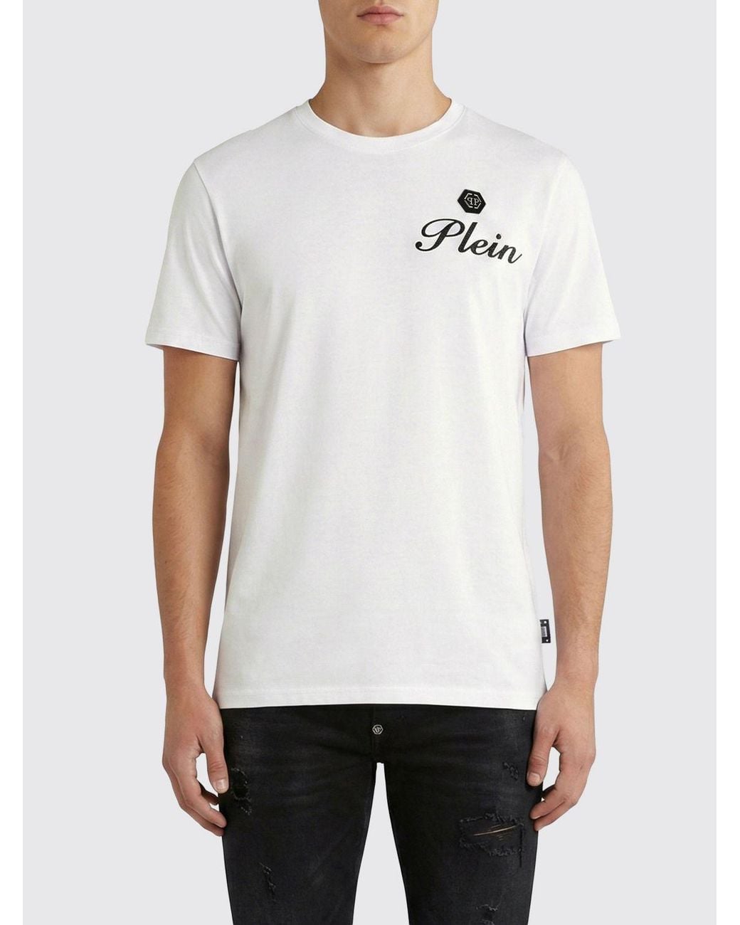 Philipp Plein White Cotton T-Shirt With Logo for men