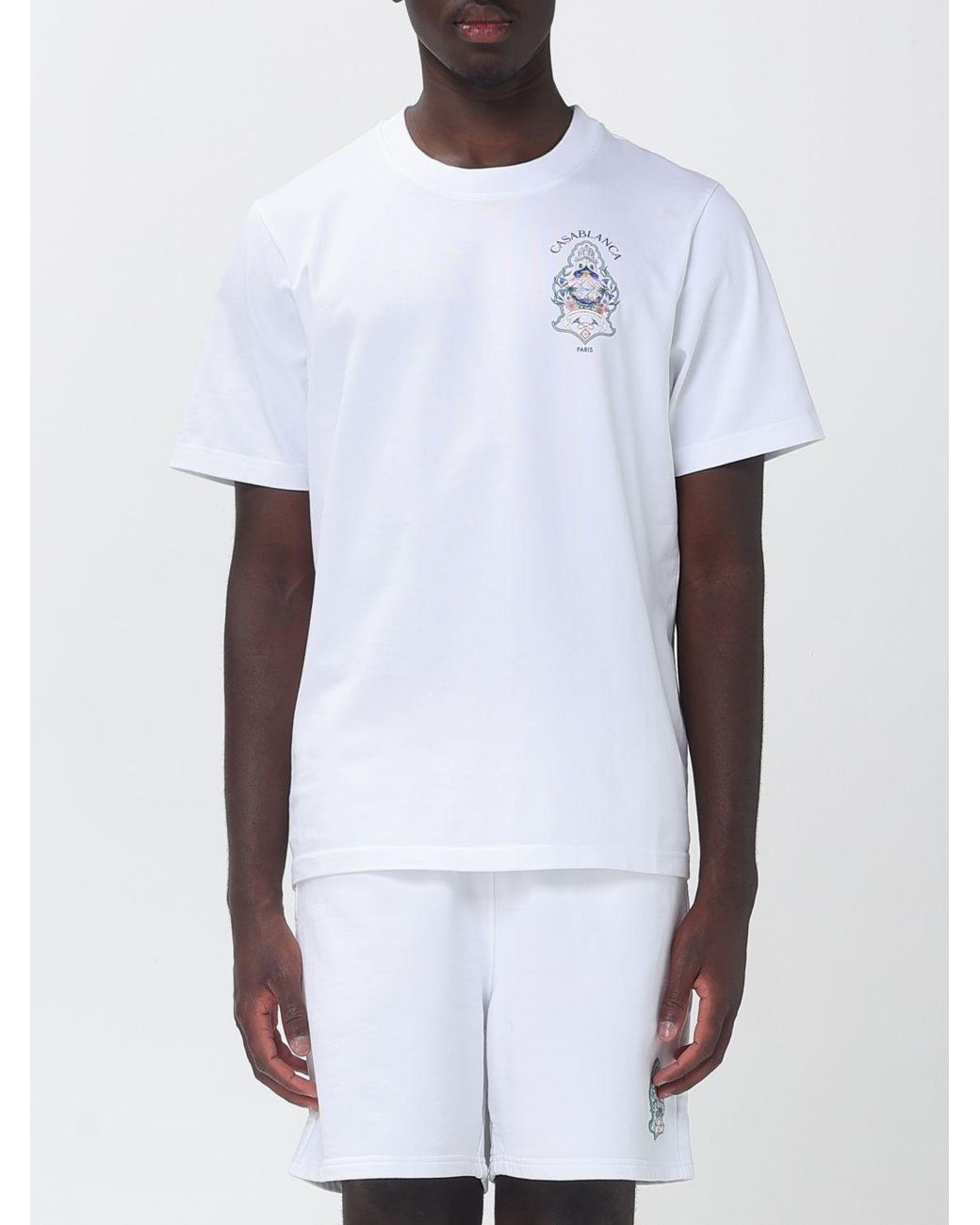 Casablanca White Organic Cotton Crew Neck T-Shirt With Logo Print for men