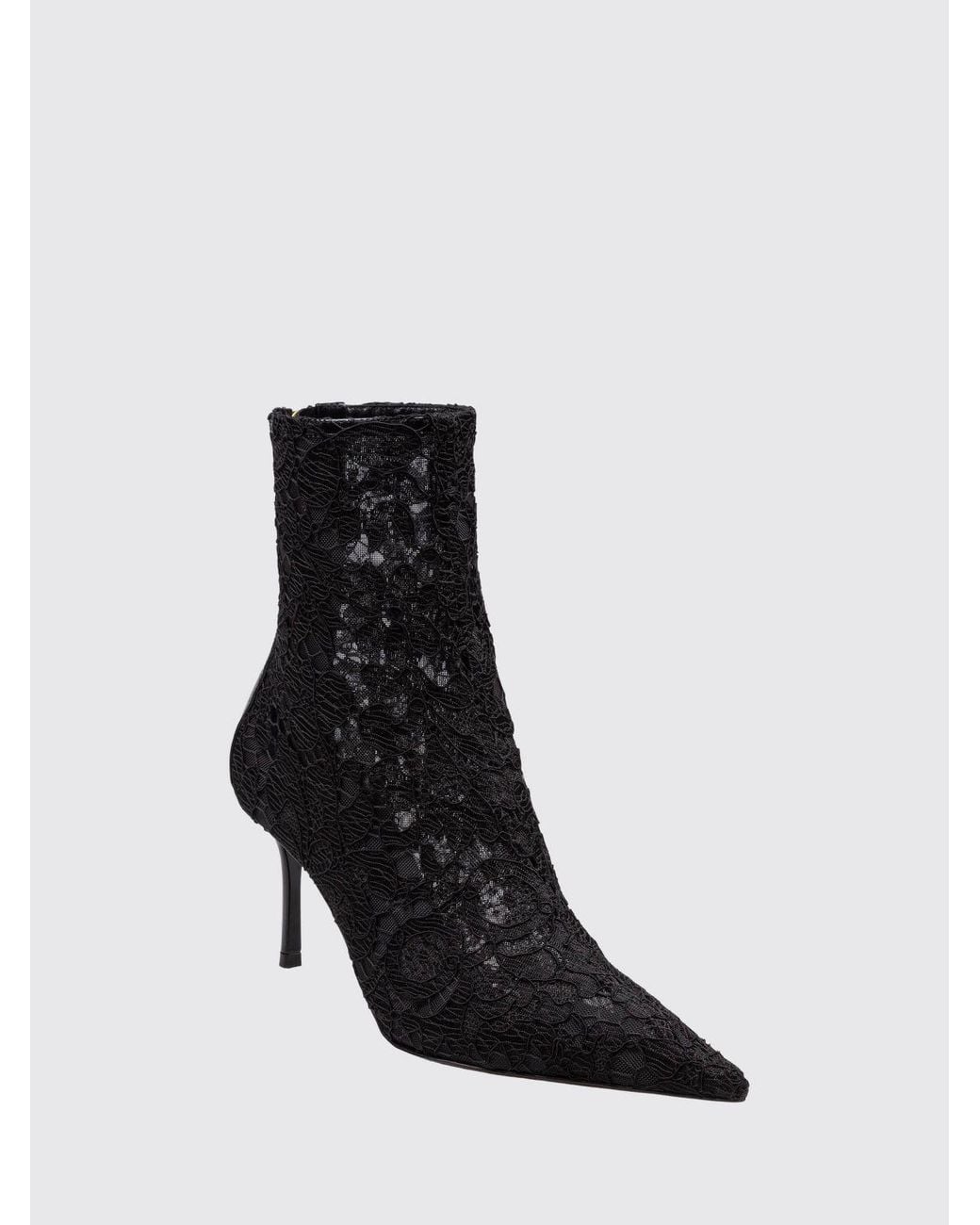 Dolce & Gabbana Black Dolce &Amp Gabbana Embroidered Lace Ankle Boots With A Medium Stiletto Heel