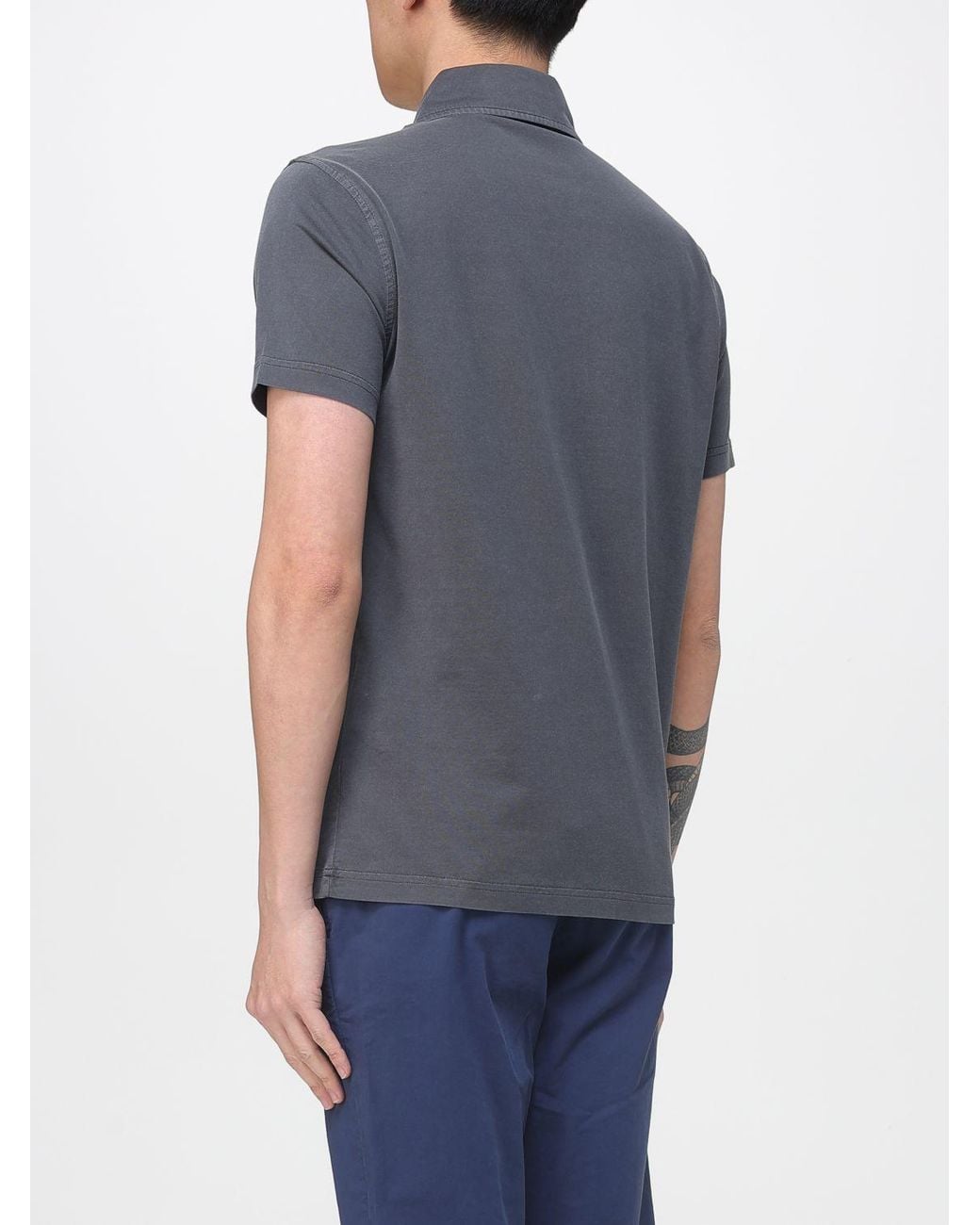 Fay Gray Cotton Polo Shirt With Mini Logo for men