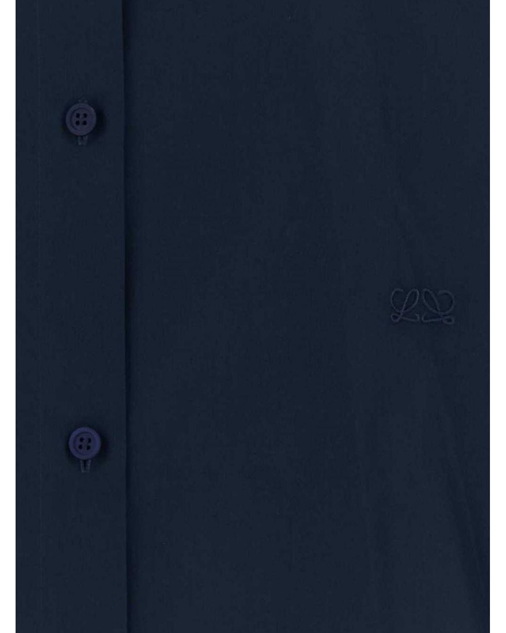 Loewe Blue Slim Fit Cotton Shirt With French Collar And Concealed Placket