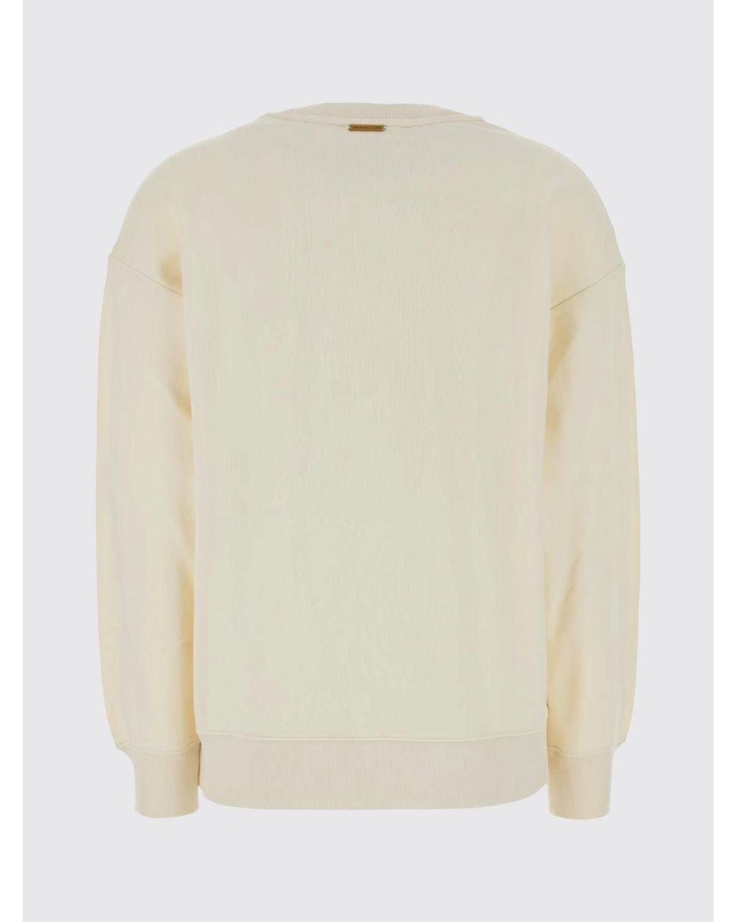 Michael Kors Natural Cotton Crewneck Sweatshirt With Contrasting Logo And Dropped Shoulders