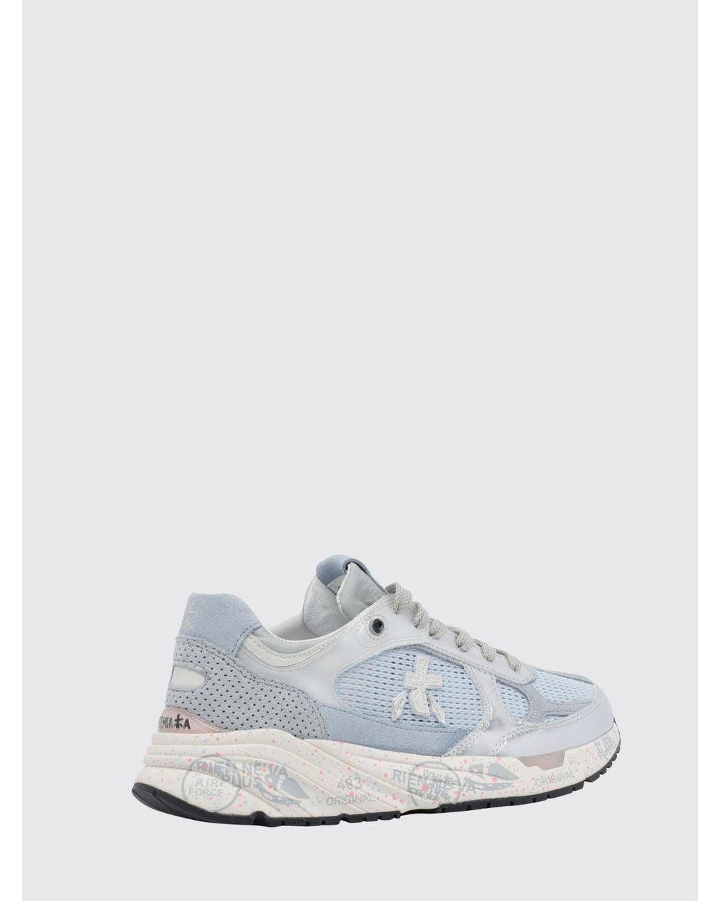 Premiata White Mased Laminated Leather And Nylon Sneakers