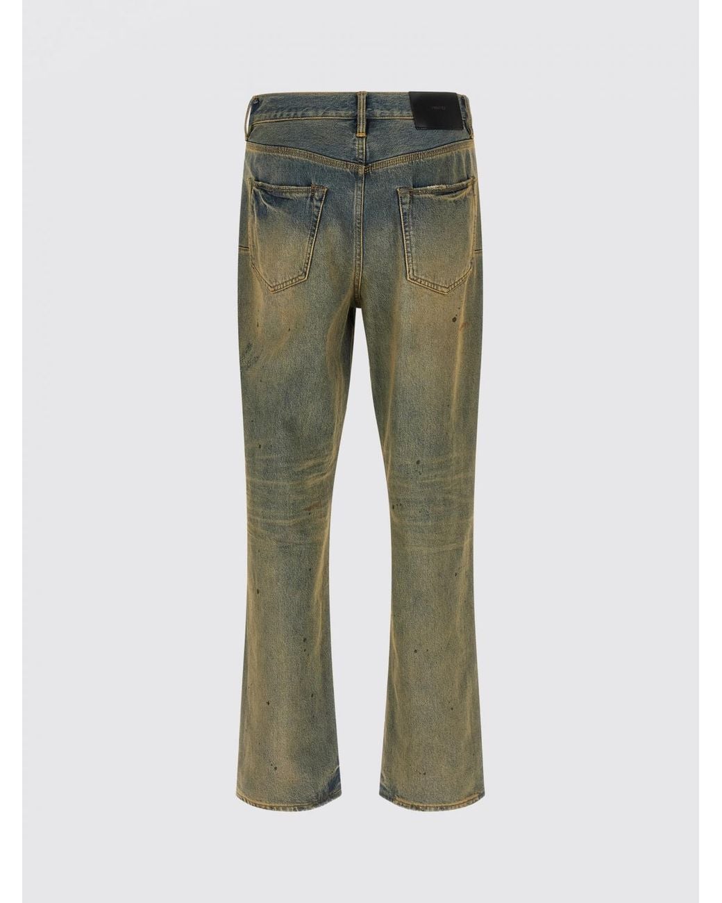 Purple Green Dirty Oil Repair Denim Jeans for men