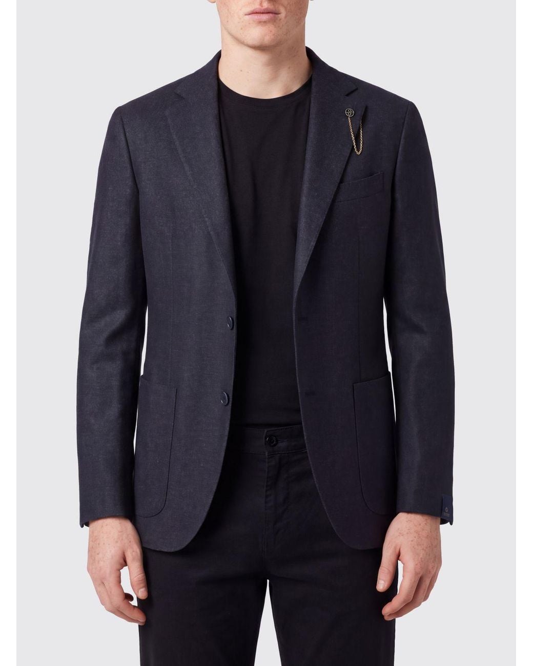 Santaniello Blue Single-Breasted Blazer for men
