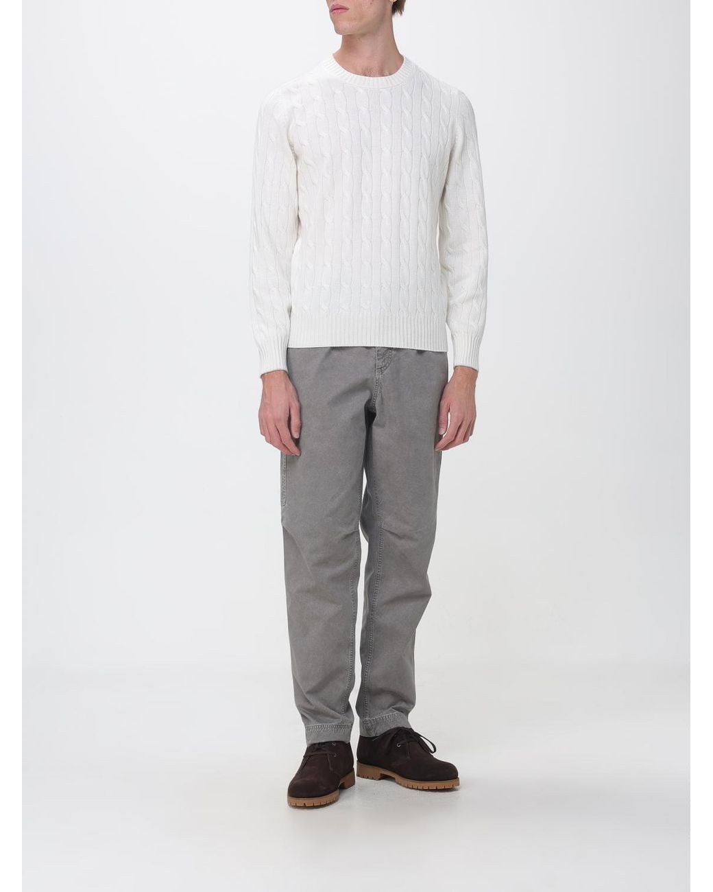 Brunello Cucinelli Gray Slim Fit Cotton Cargo Trousers With Side Pockets for men