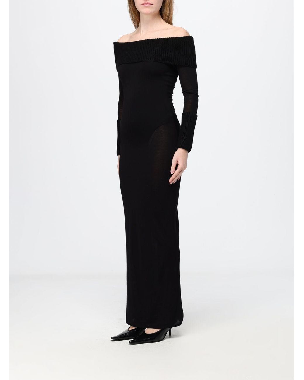 Alaïa Black Long Knit Sheath Dress