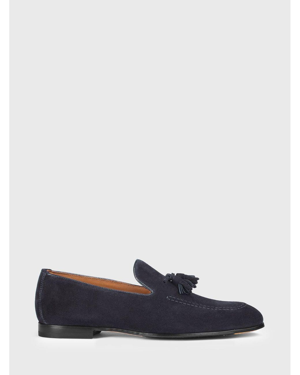 Doucal's Blue Suede Loafers With Tassels for men