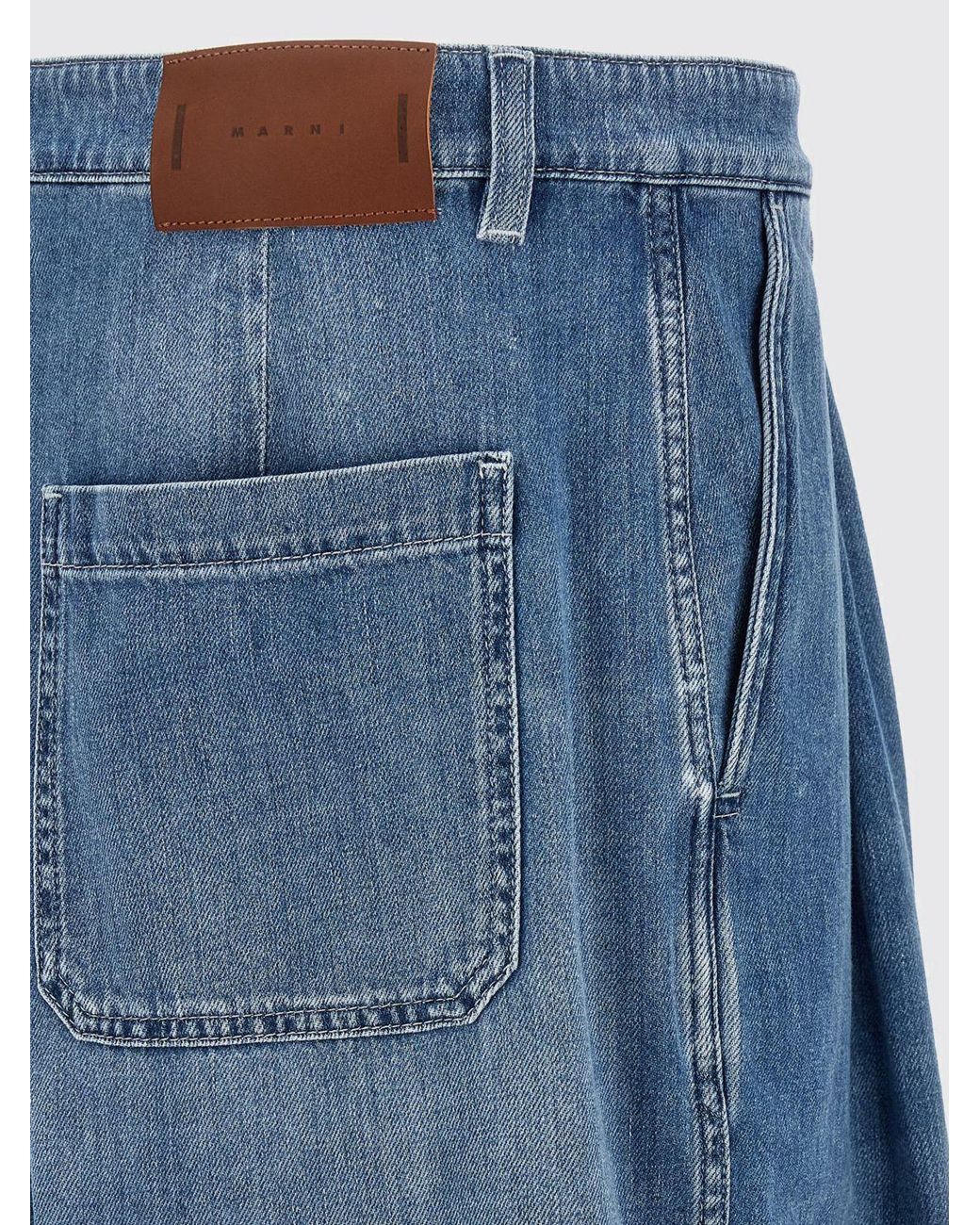 Marni Blue Wide-Leg Pleated Denim Jeans With Mid-Rise Waist for men