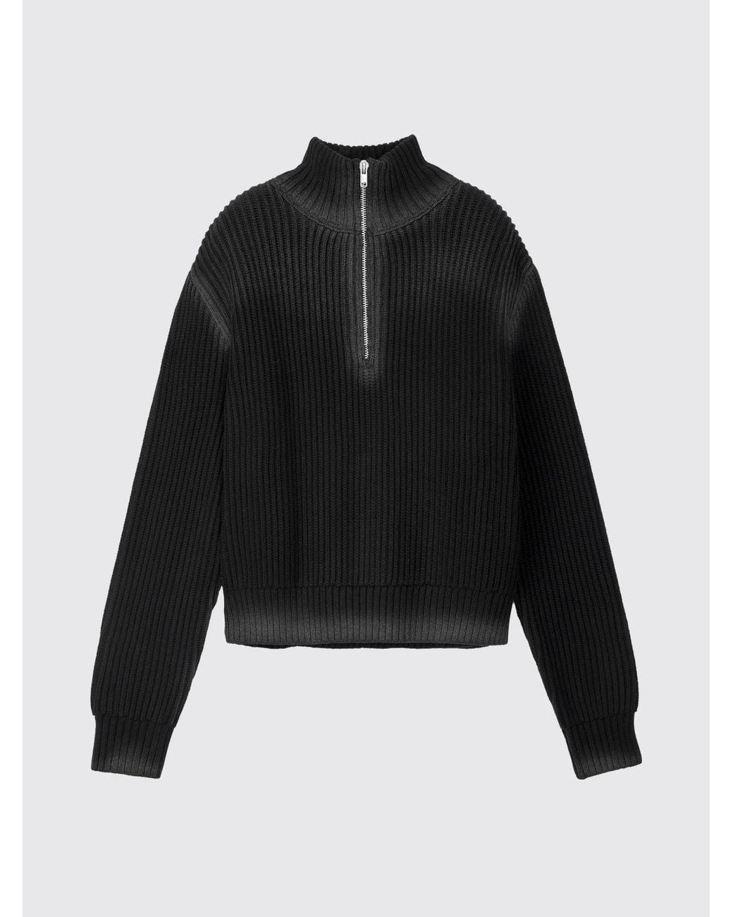 Camper Blue Ribbed Wool Blend Half-Zip High Neck Jumper for men