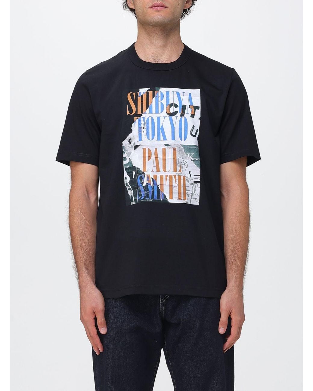 Paul Smith Blue Graphic And Slogan Print Organic Cotton Crewneck T-Shirt for men