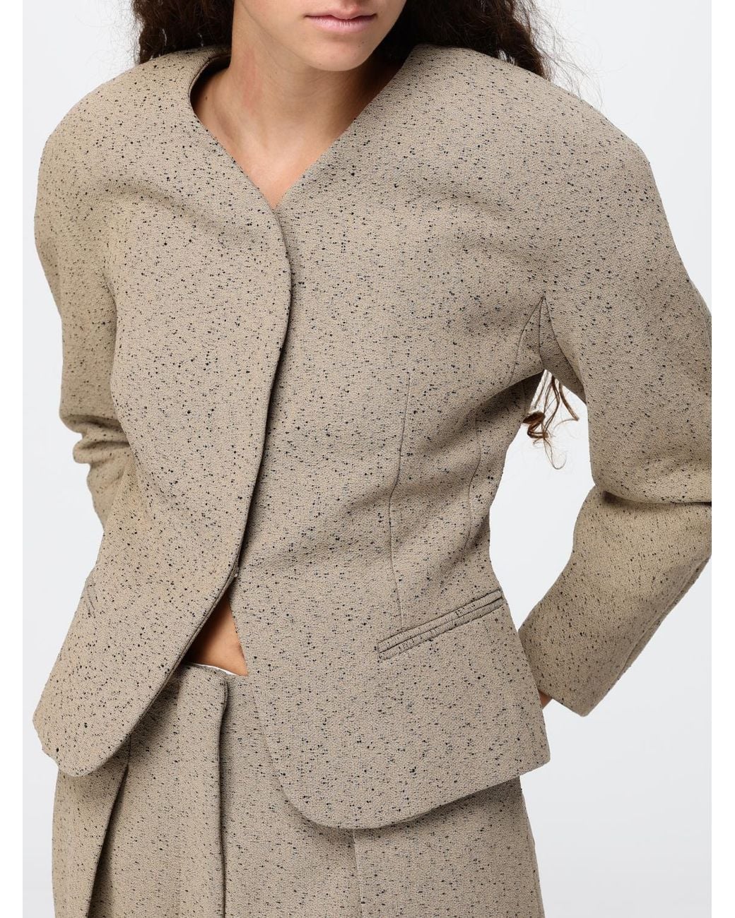 Jacquemus Natural Cropped Single-Breasted Wool And Cotton-Blend Blazer