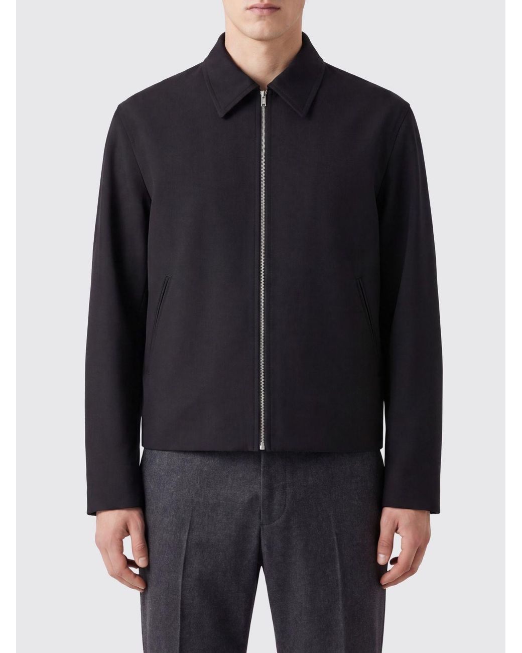 Our Legacy Black Pure Wool Shirt Jacket With Classic Collar And Zip for men