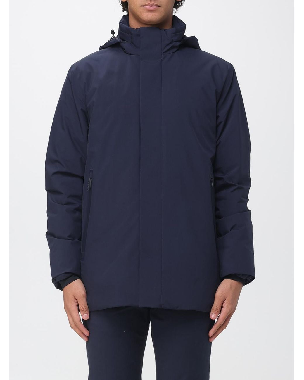 Save The Duck Blue Short Waterproof Polyester Parka With Hood And Concealed Closure for men