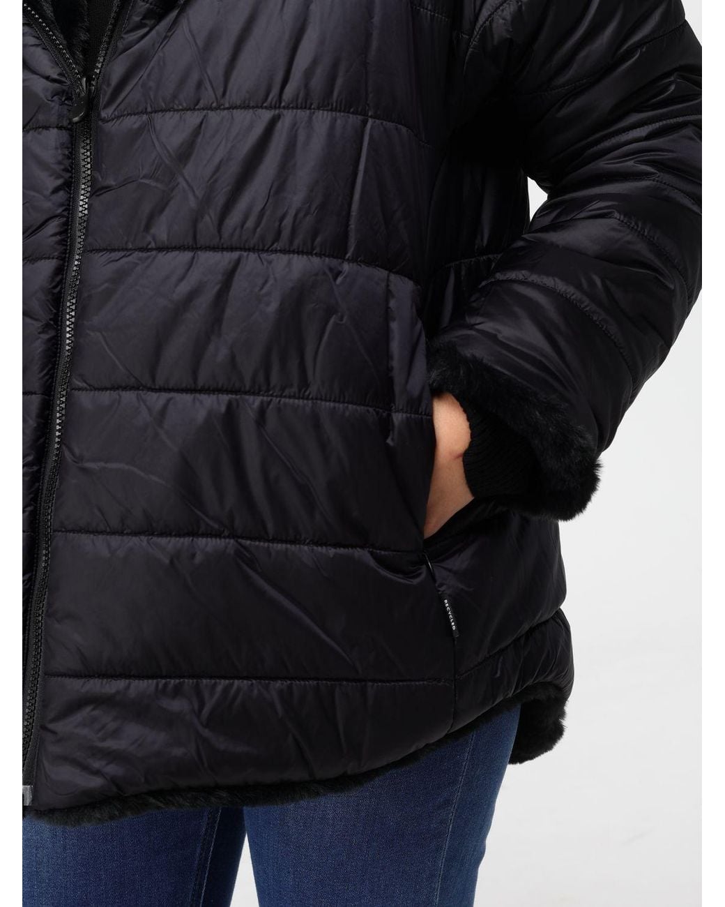 Save The Duck Black Davina Reversible Short Faux-Fur Jacket With Hood