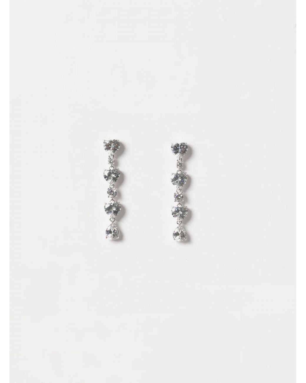 Self-Portrait Blue Heart-Shaped Brass Drop Earrings With Crystals