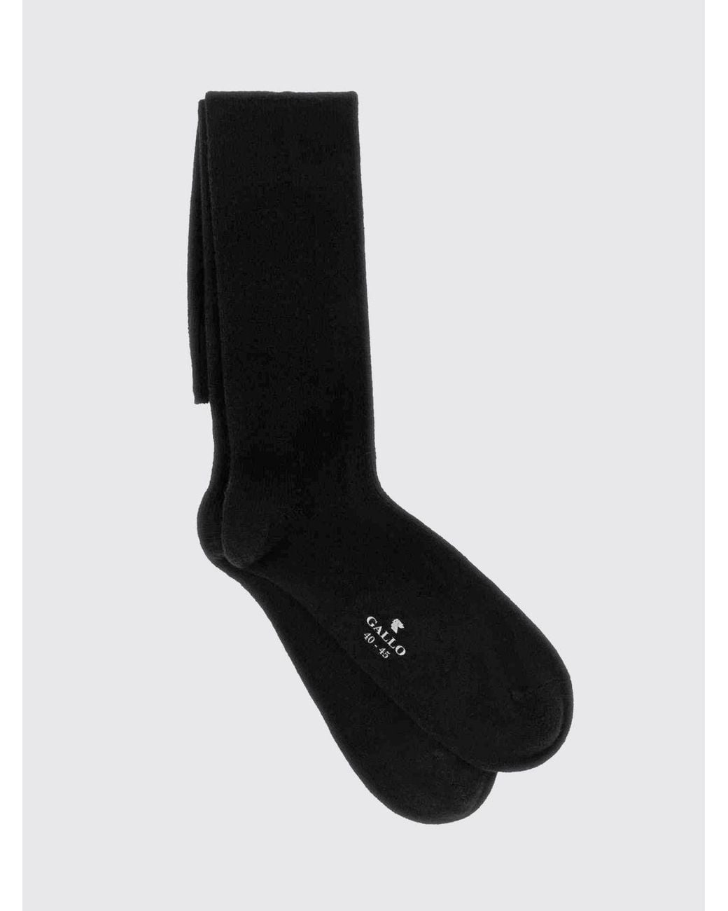 Gallo Black Calf-High Stretch Cashmere-Blend Socks With Contrast Logo for men