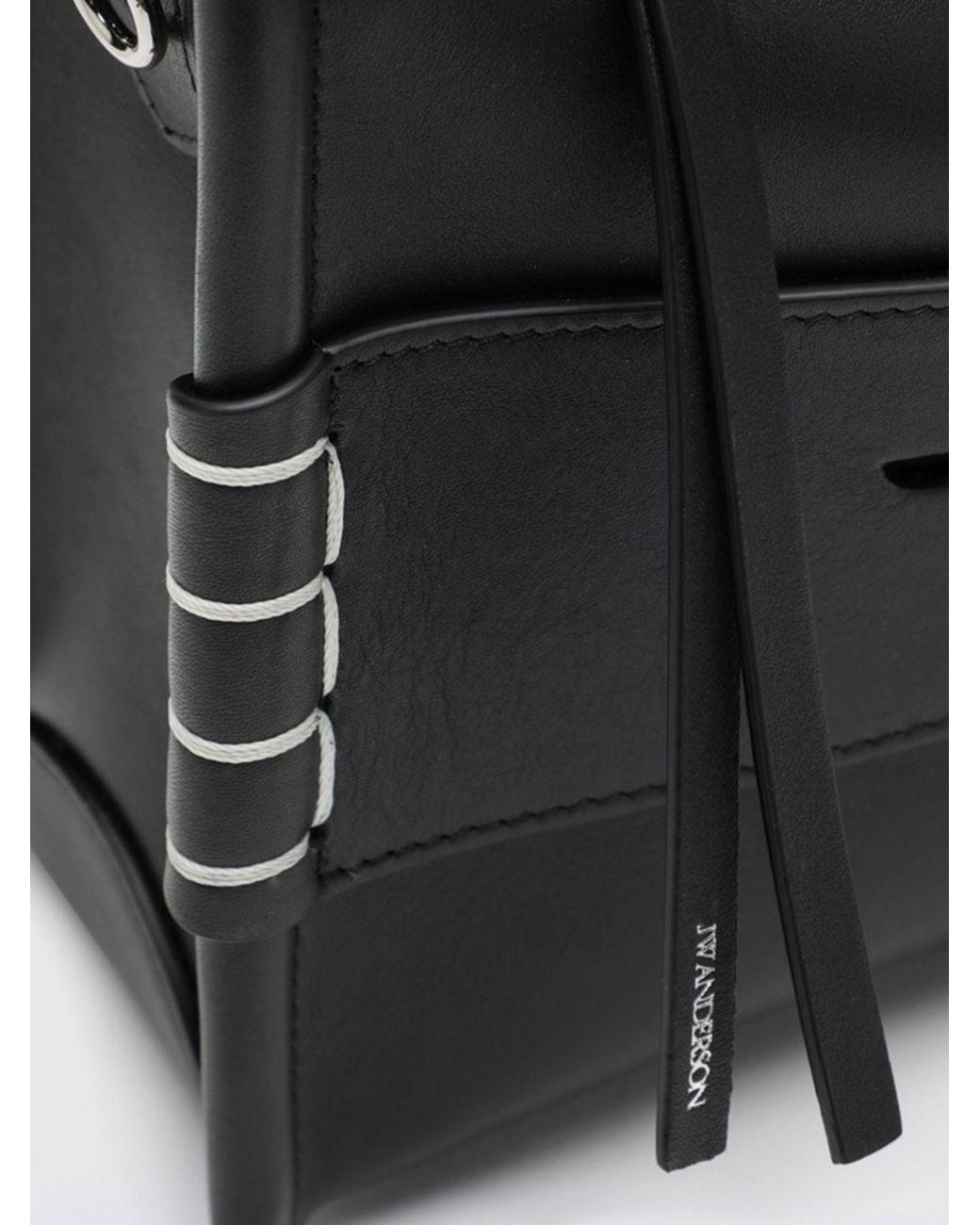 J.W. Anderson Black Loafer Smooth Calfskin Leather Handbag With Contrast Stitching
