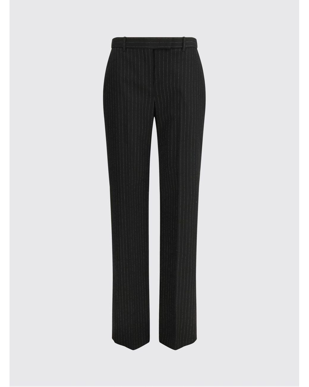 McQueen Black Pinstriped Wool Tailored Trousers