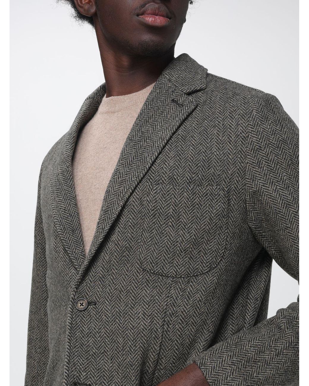 Sebago Gray Short Single-Breasted Polyester Blazer With Lapels And Patch Pockets for men