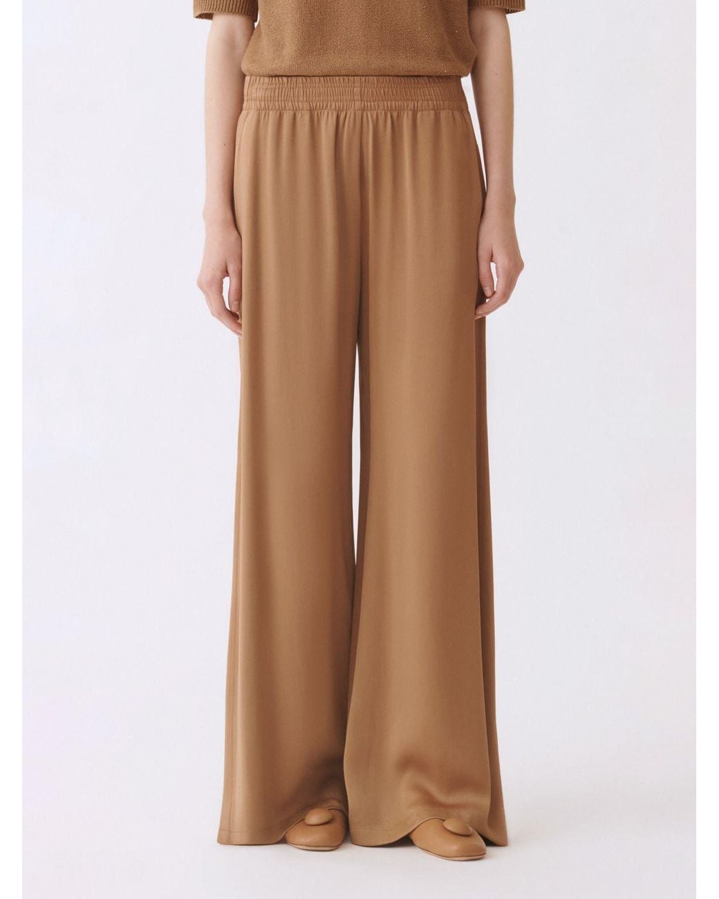 Fabiana Filippi Brown Satin Palazzo Trousers