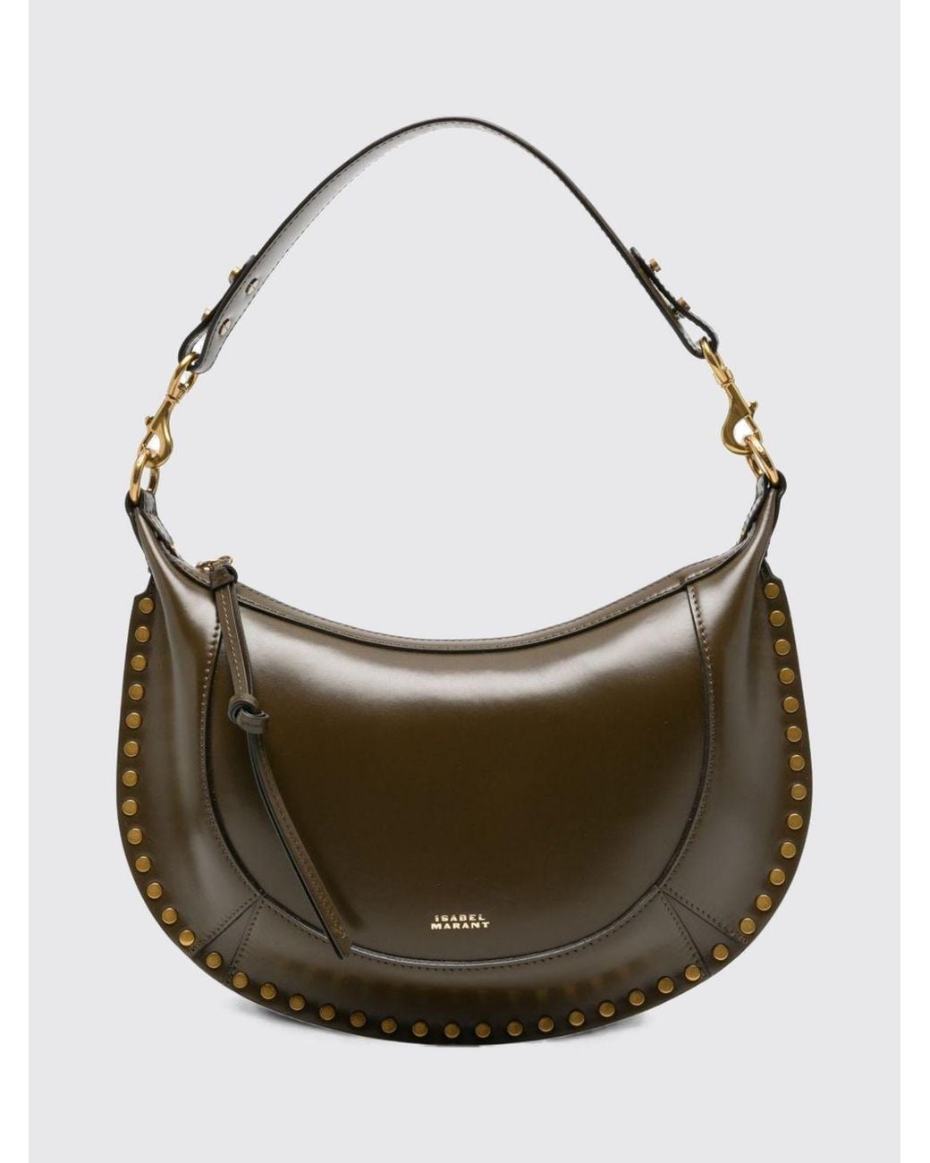 Isabel Marant Gray Naoko Calfskin Leather Hobo Bag With Studs