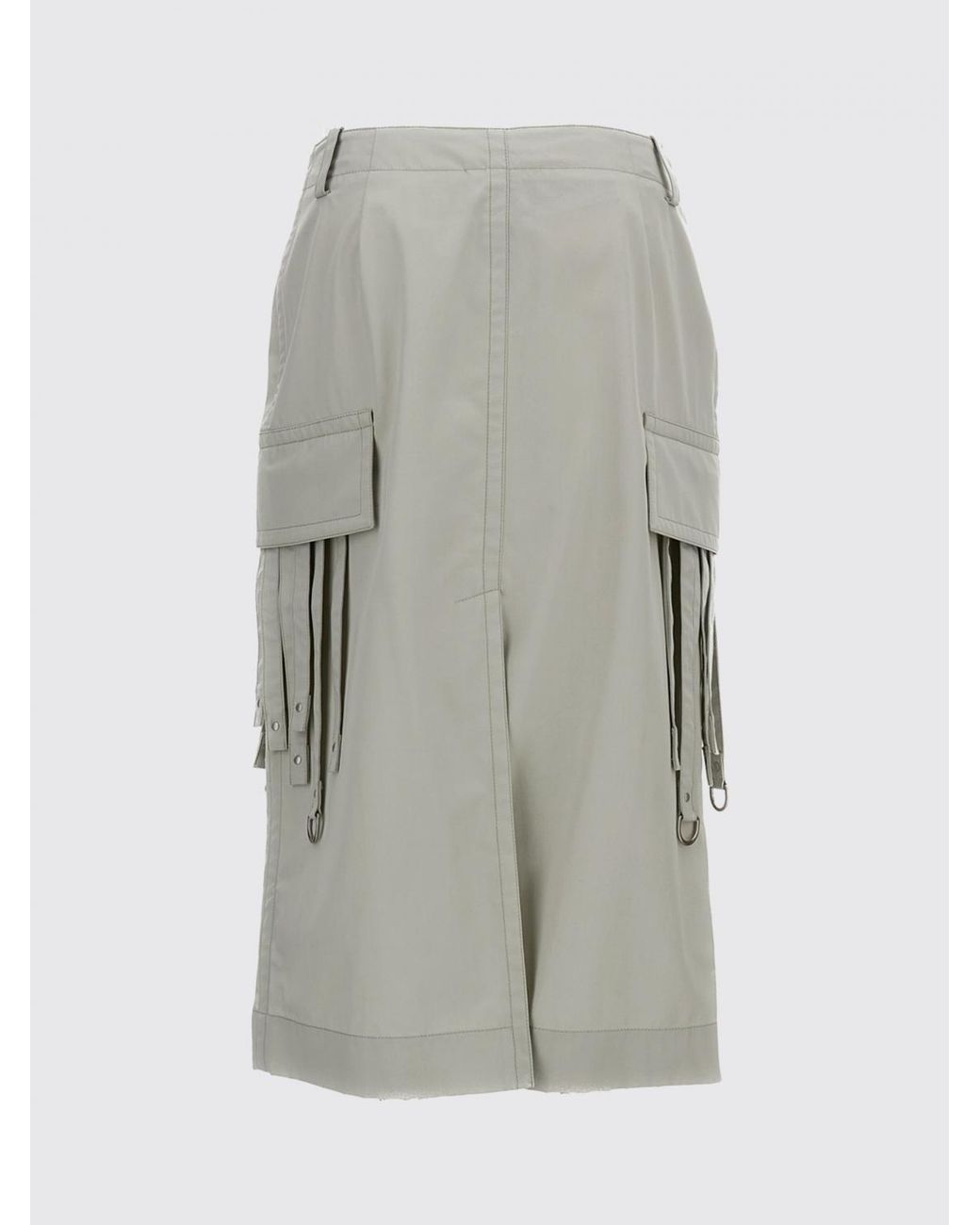 DURAZZI MILANO Gray Midi Cotton Cargo Skirt With Side Pockets