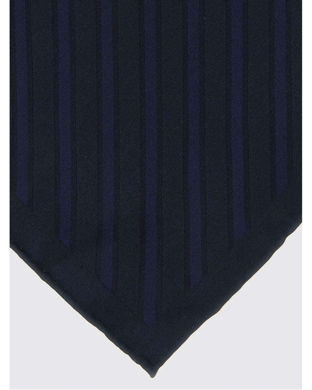 Brunello Cucinelli Blue Striped Pure Silk Pocket Square for men