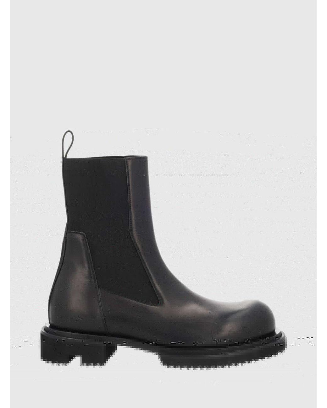 Rick Owens Black Calfskin Chelsea Boots With Elasticated Ankles And Lug Sole for men