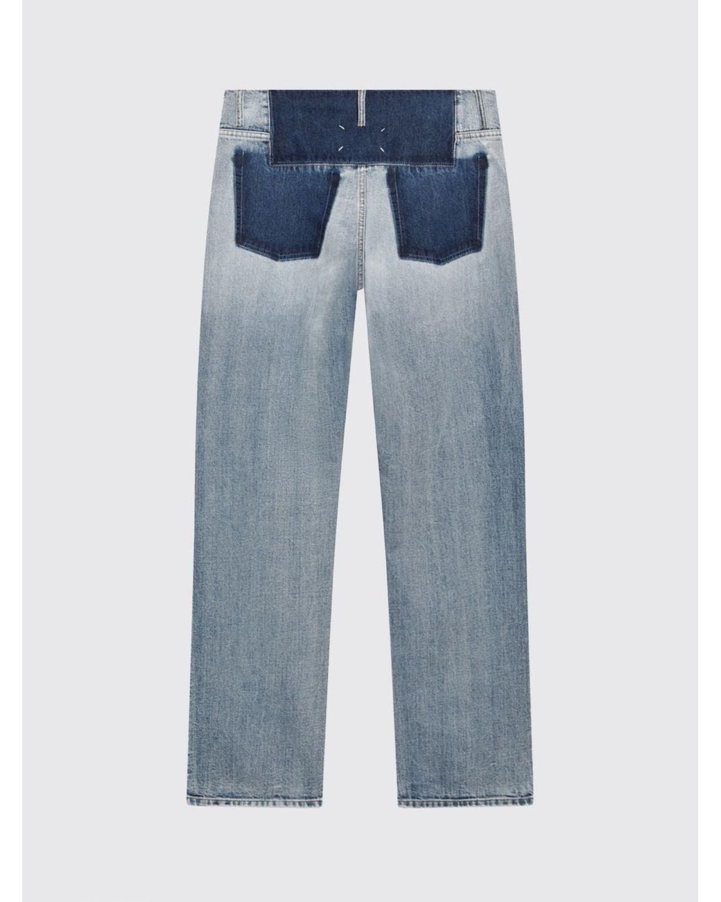 Maison Margiela Blue Slim Fit Patchwork Denim Jeans With Four Stitches Logo for men
