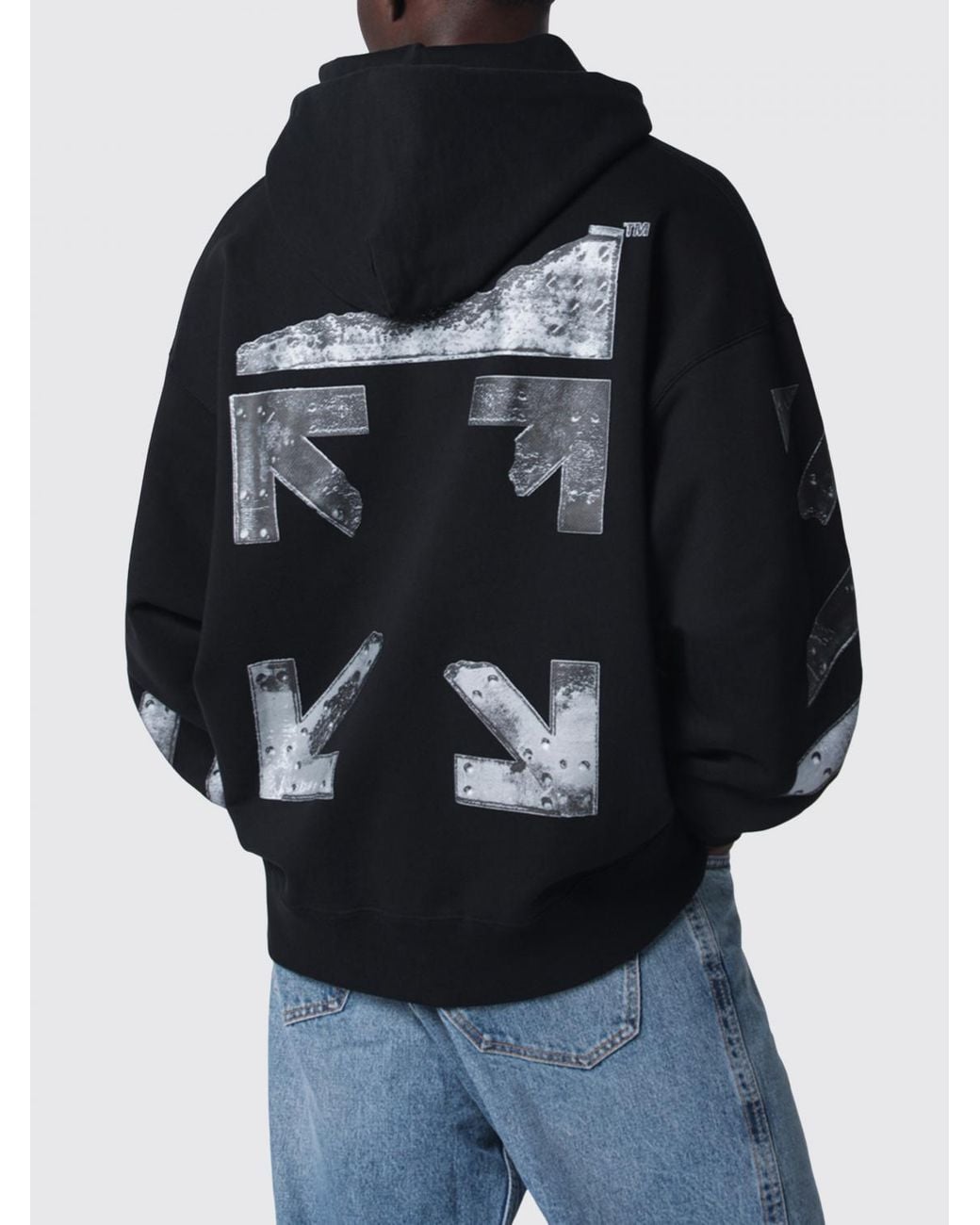 Off-White c/o Virgil Abloh Black Arrow Logo Cotton Hoodie for men