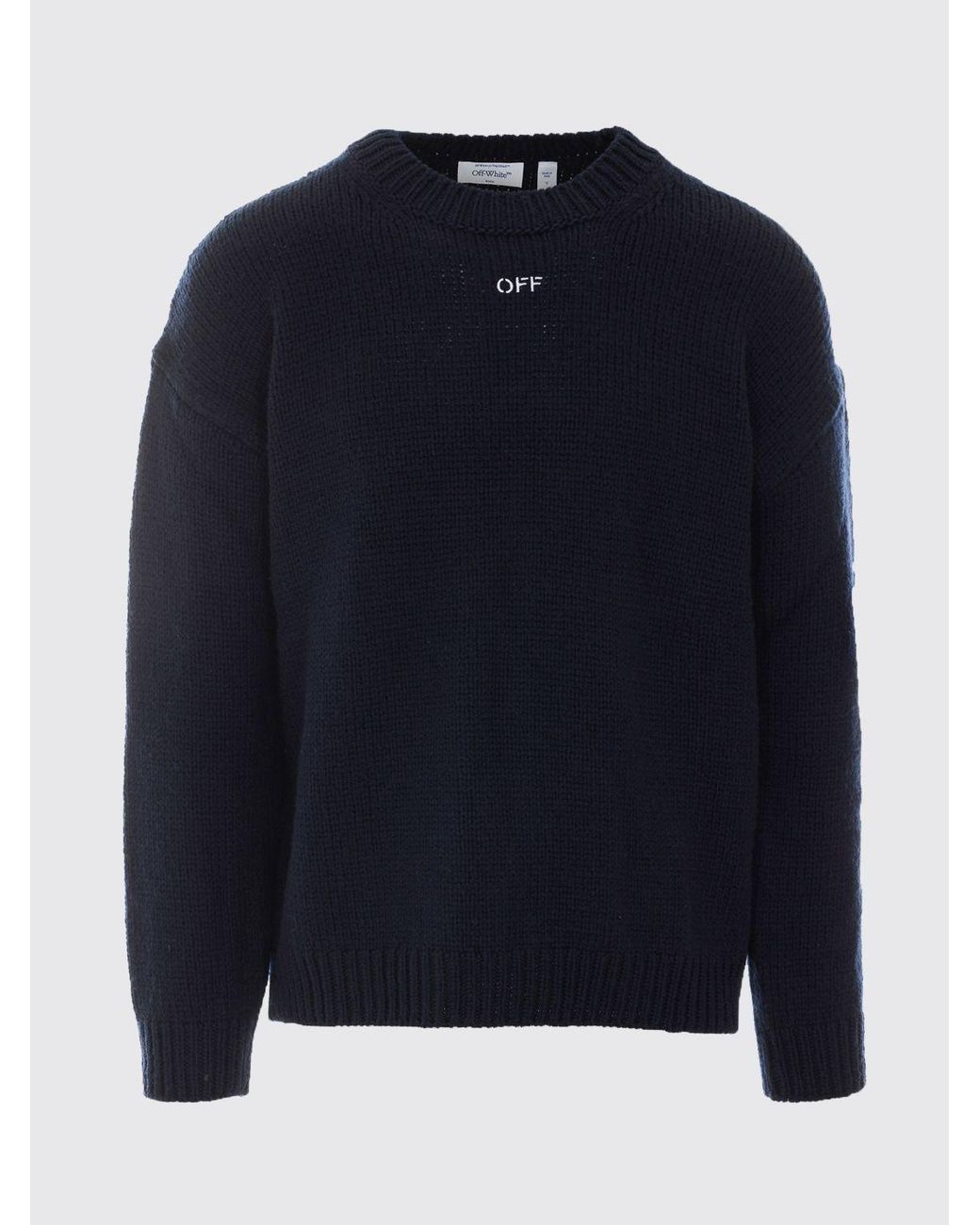 Off-White c/o Virgil Abloh Blue Wool Crewneck Jumper With Arrow Logo And Dropped Shoulders for men